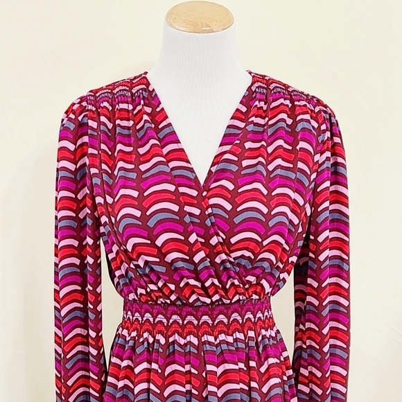 Kate Spade Rawr Smocked Dress leopard lion chevron NEW - Picture 6 of 10